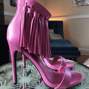 Pink fringe tassel Privileged stiletto high heels